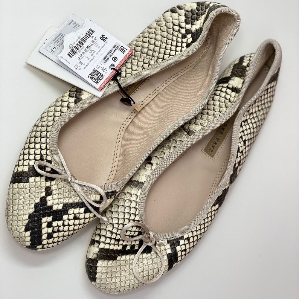 Zara snake print ballet flats size 7 1/2 NWT